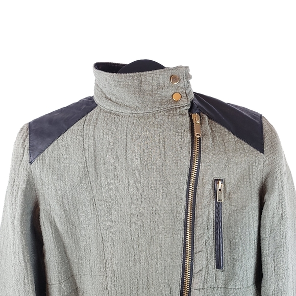 ZARA Asymmetrical Mixed Media Moto Jacket Sz S - Picture 5 of 10